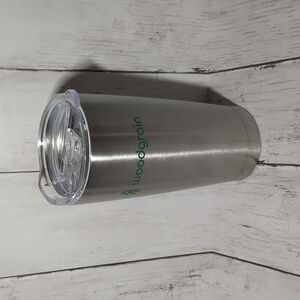 Woodgrain Brand Tin Travel Coffee Mug